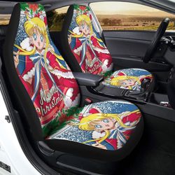 Merry Christmas Sailor Venus Car Seat Covers Custom Anime Sailor Moon Car Accessories