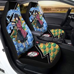 Giyuu Car Seat Covers Custom Water Breathing Skill Demon Slayer Anime Car Accessories