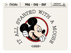 It All Started With A Mouse - Steamboat Willie Design Bundle - svg, png, jpeg - for Cricut Cutting Machines DIGITAL DOWN