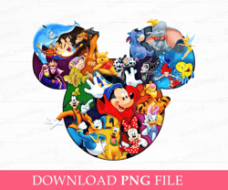Mouse and Friends Collage Characters Png, Family Vacation Png, Mouse Head Multi Character PNG, Magical Kingdom Svg, Png