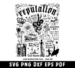 Reputtation Tracklist Svg, TS Albums Tracklist Svg, Custom Concert Gift Svg, Digital Printing, Instant Download, Taylors