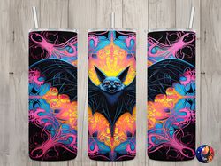 Seamless Neon Bat Design, Halloween 20 oz Skinny Straight Tumbler Sublimation Design, Tumbler Wrap, PNG File, Digital Do