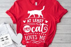 At least my cat loves me SVG, Anti Valentines Day SVG, Funny Valentine Shirt Svg, Love Svg