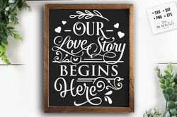 Our love story begins here SVG, Valentines Day SVG, Valentine Shirt Svg, Love Svg