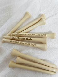 Personalized Golf Tees, Custom Engraved Golf Tees, Engraved Golf Gift, 2.75" Natural Wood, Wedding Gift, Save the Date,