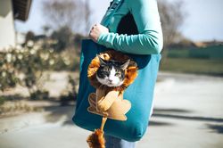 Personalized Pet Tote Bag, Dog or cat Carrier, Pet Canvas Shoulder Carrying Bag, Cute Lion-Shaped Pet Canvas Shoulder Ba