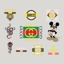 Gucci Logo Black White Bundle Svg, Brand Svg, Mickey Mouse Svg, Tiger Svg, Gucci Svg, Gucci Logo Svg, Famous Brand Svg