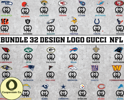 Bundle 32 design logo Gucci NFL,NFL Logo, Nfl Logo Team,Nfl Png, Nfl SVG, NFL Design 10