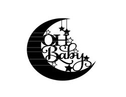 Baby Shower Cake Topper SVG, Moon and Stars baby theme, Over the moon, Nursery decor cut file for cutting machines, SVG,