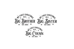 my first christmas as a big sister, big brother, big cousin svg, dxf, png, jpeg, new baby announcement ornament file, ki