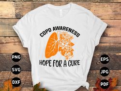 COPD Awareness Hope for a Cure Svg Png, Orange Ribbon Svg, COPD Awareness Svg Cricut Silhouette Cut File Png Sublimation