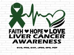 faith hope love svg, liver cancer awareness svg png, emerald green ribbon svg, liver cancer support svg cricut sublimati