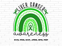 liver cancer awareness rainbow svg png, emerald green ribbon svg, liver cancer support svg cricut sublimation design