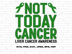 liver cancer awareness svg png, not today cancer svg, emerald green ribbon svg, liver cancer support svg cricut sublimat