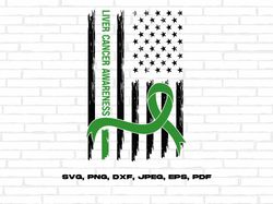 liver cancer flag svg, emerald green ribbon svg, liver cancer support svg cricut sublimation design