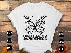 lung cancer awareness butterfly svg png, white ribbon svg, lung cancer support svg cricut sublimation design