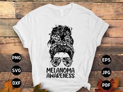 melanoma awareness svg png, messy bun melanoma svg, black ribbon svg, skin cancer support cricut file sublimation design