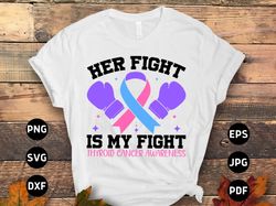thyroid cancer awareness svg png, her fight is my fight svg, thyroid cancer support svg cricut sublimation designs