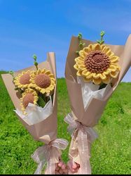 Crochet Flowers| Crochet Sunflower Bouquet|Graduation Flower|Gift for Her|Crochet Flower Bouquet|Birthday Gift|Handmade