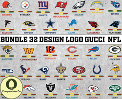Bundle 32 design logo Gucci NFL, NFL Logo, Nfl Logo Team,Nfl Png, Nfl SVG, NFL Design 11