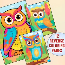 Open-Ended Creativity! 12 Cute Owl Reverse Coloring Pages for Kids of All Ages | Creative Thinking | Problem Solving