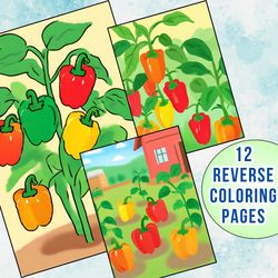 From Green to Red: 12 Bell Pepper Plant Reverse Coloring Pages for Curious Minds