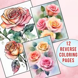 12 Stunning Rose Reverse Coloring Pages for Instant Creativity