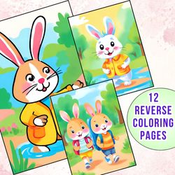Draw & Discover your Imagination with Cute Rabbit Reverse Coloring Pages