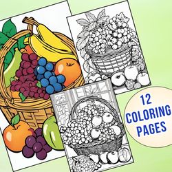 12 Fun & Easy Fruit Basket Coloring Pages | Identify & Color the Fruits Activity