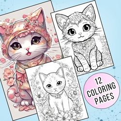 12 Adorable Cat Coloring Pages for Kids - Fun and Educational Activity