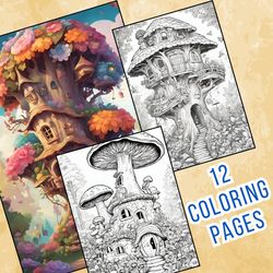 12 Blooming Fairy Homes Coloring Pages for Kids - Fun and Creative Activity