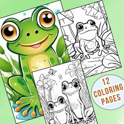 Froggy Coloring Adventure | 12 Relaxing and Calming Frog Coloring Pages for Kids
