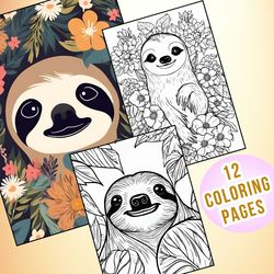 12 Cute Sloth Face Coloring Pages