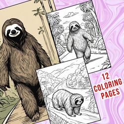 12 Cute Sloth Coloring Pages for Kids - Fun & Relaxing Activity