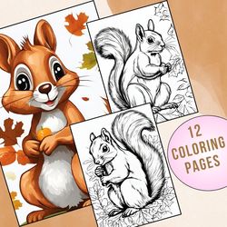 12 Cute and Adorable Squirrel Coloring Pages for Kids