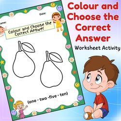 Engaging Colours! Interactive Worksheet for Choosing the Correct Answer