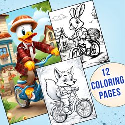 12 Adorable Cyclist Animals Coloring Pages for Kids | Screen-free Activity