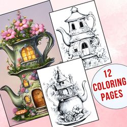 12 Delightful Teapot Fairy House Coloring Pages for Children of All Ages