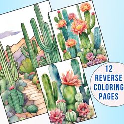 12 Mesmerizing Cactus Reverse Coloring Pages for Plant Lovers