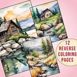 12 Stunning Landscape Reverse Coloring Pages - A Therapeutic Journey