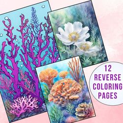 12 Underwater Plants Reverse Coloring Pages - An Aquatic Symphony of Imagination
