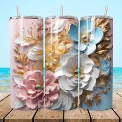Adorn Your Tumbler with Stunning 3D Flowers - Get Your Tumbler Wrap Now!