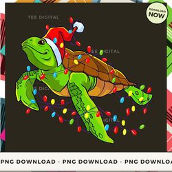 Digital | Turtle Wearing Noel Hat_1 T-shirt, Hoodie, Sweatshirt Design - High-Resolution PNG File