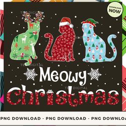 digital | meowy christmas cats with hats - christmas cat t-shirt, hoodie, sweatshirt design - high-resolution png file