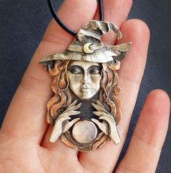 Witch necklace, amulet, women pendant, esoteric jewelry