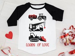Loads Of Love Construction Vehicles ValentineS Day Dump Truck Crane Bulldozer-Svg, Dxf, Png- Cut File Vector File Vector