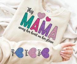 This Mama Wear Her Heart Png, Faux Sequin Glitter Design, Valentine Png File, MamaS Valentine Digital Download, Sequin V
