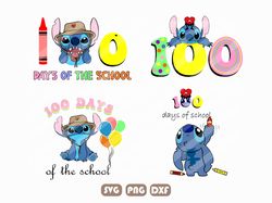 100 Days of School Stitch Svg, Bad Bunny 100 Days of School, School 100th Day Svg