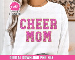 Cheer Png Sublimation Design Glitter Cheer Mom Png Faux Embroidery Png Faux Patch Png Cheerleader Shirt Png Cheer Coach