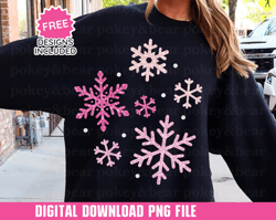Glitter Snowflake Png Snowflake Sublimation Design Pink Christmas Png Sequin Christmas Dtf Sparkly Snowflake Clipart Sno